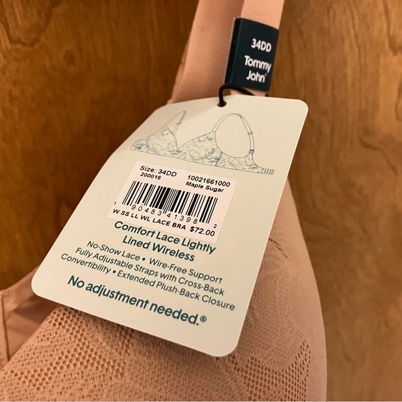 NWOT Tommy John Second Skin Comfort Lace Lightly Lined Wireless Bra 34DD Maple - Picture 4 of 11